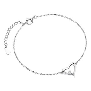 Bratara argint Inima cu piatra DiAmanti Z1765BR_W-DIA (Argint 925‰ 1,6 g.)